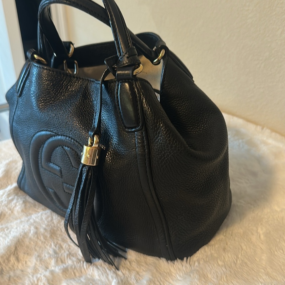 GUCCI black leather Soho with tassel Authentic 10x9x5 inches - Picture 3 of 16